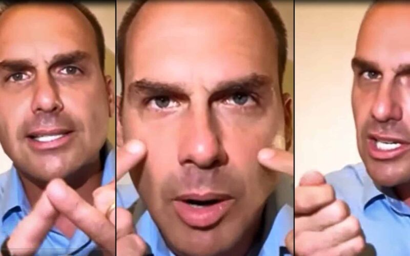 Eduardo Bolsonaro se exalta e critica a Globo ao responder sobre financiamento de Vorcaro: “pergunte ao Huck”; assista ao vídeo