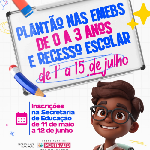 Prefeitura disponibiliza vagas para plantão escolar nas EMEBs no recesso de julho