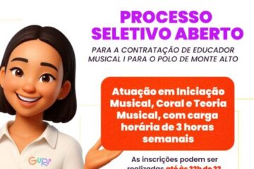 Monte Alto recebe vagas para Educador Musical no Projeto Guri