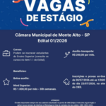 Monte Alto prorroga prazo de inscrições para seleção de estagiários na Câmara Municipal