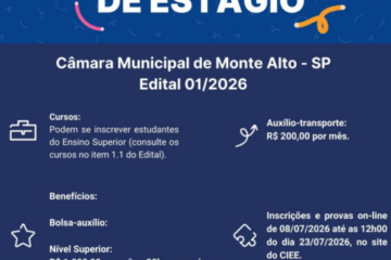 Monte Alto prorroga prazo de inscrições para seleção de estagiários na Câmara Municipal