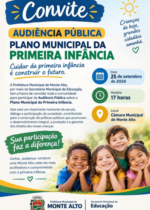 Debate sobre o Plano Municipal da Primeira Infância acontece na próxima sexta-feira, dia 25